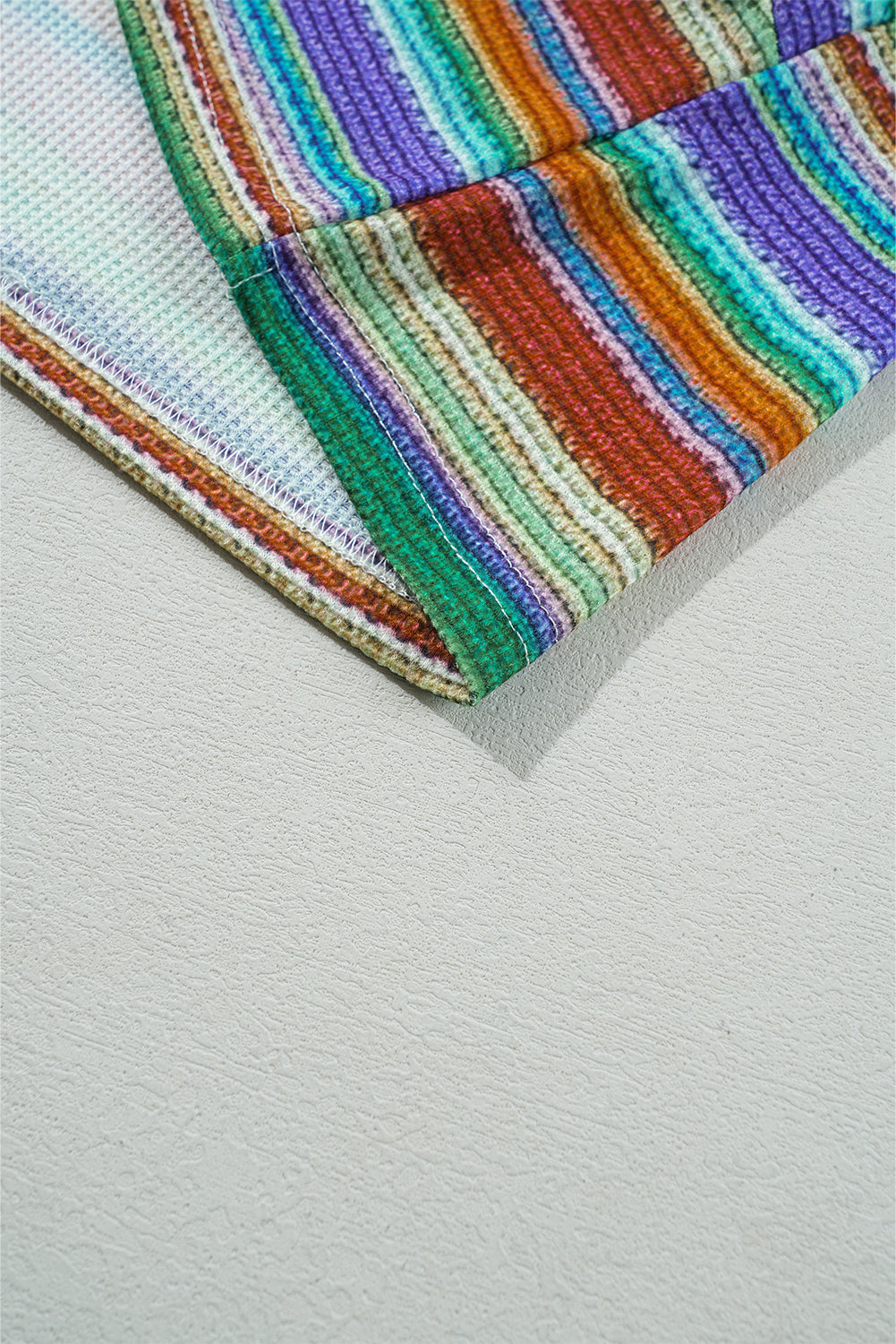 Multicolour Striped Pattern Twist Hem Short Sleeve Top