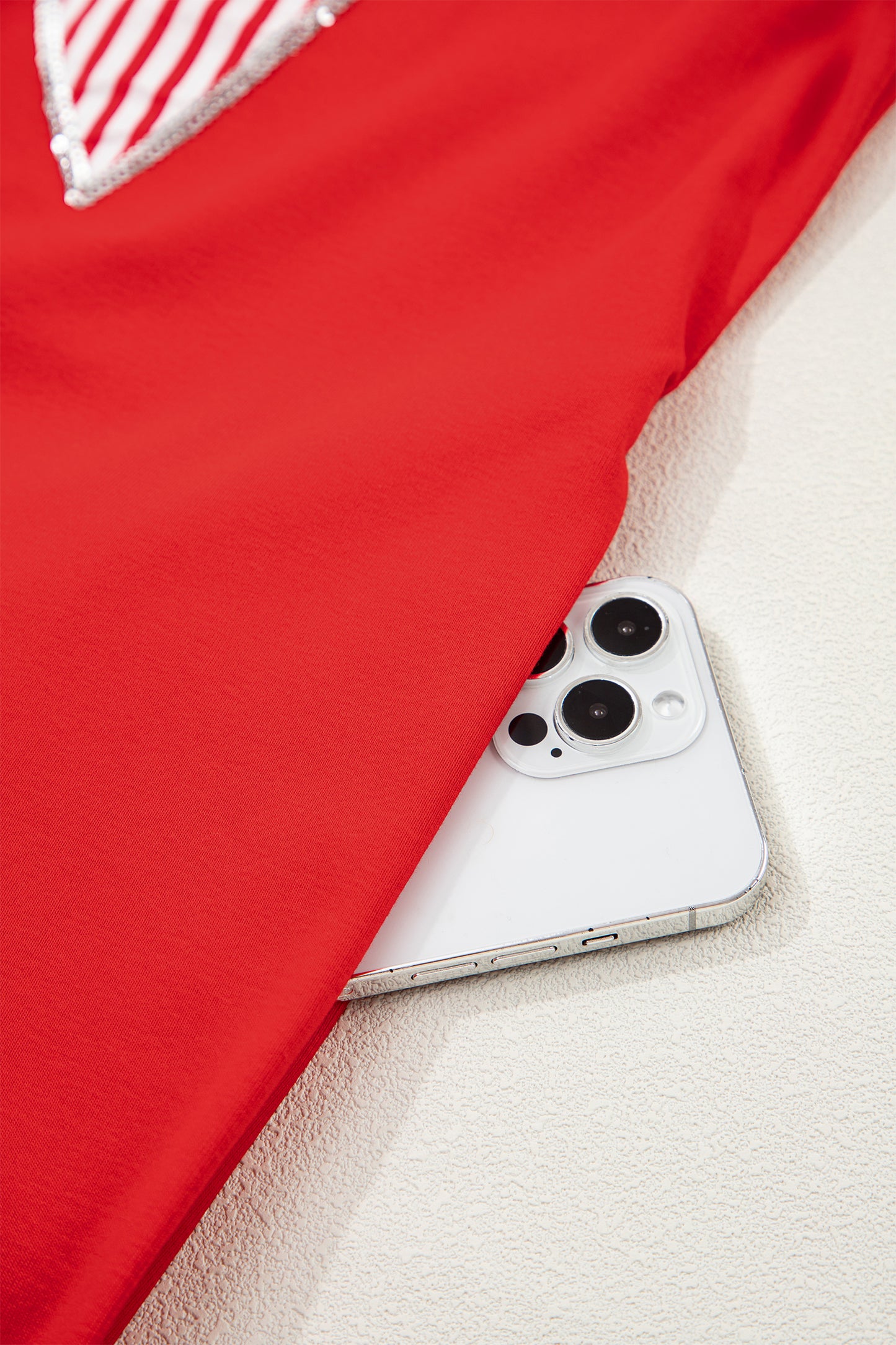 Fiery Red Sequin Trim Stars and Stripes Bow Patched T Shirt Mini Dress