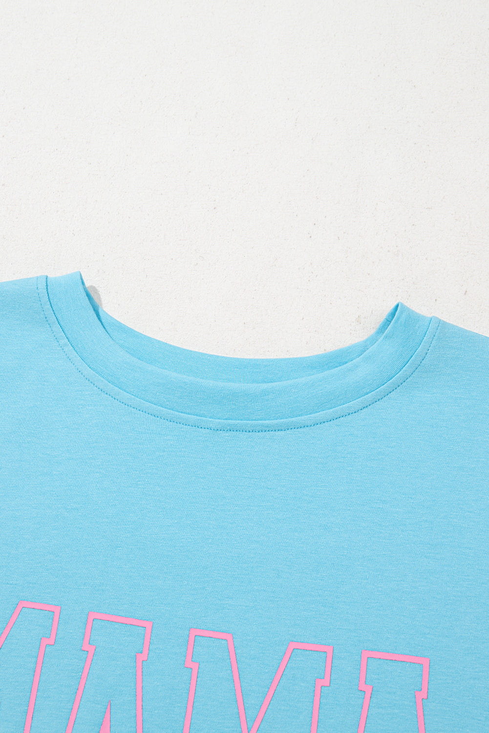 Light Blue MAMA Letter Graphic Neon T Shirt