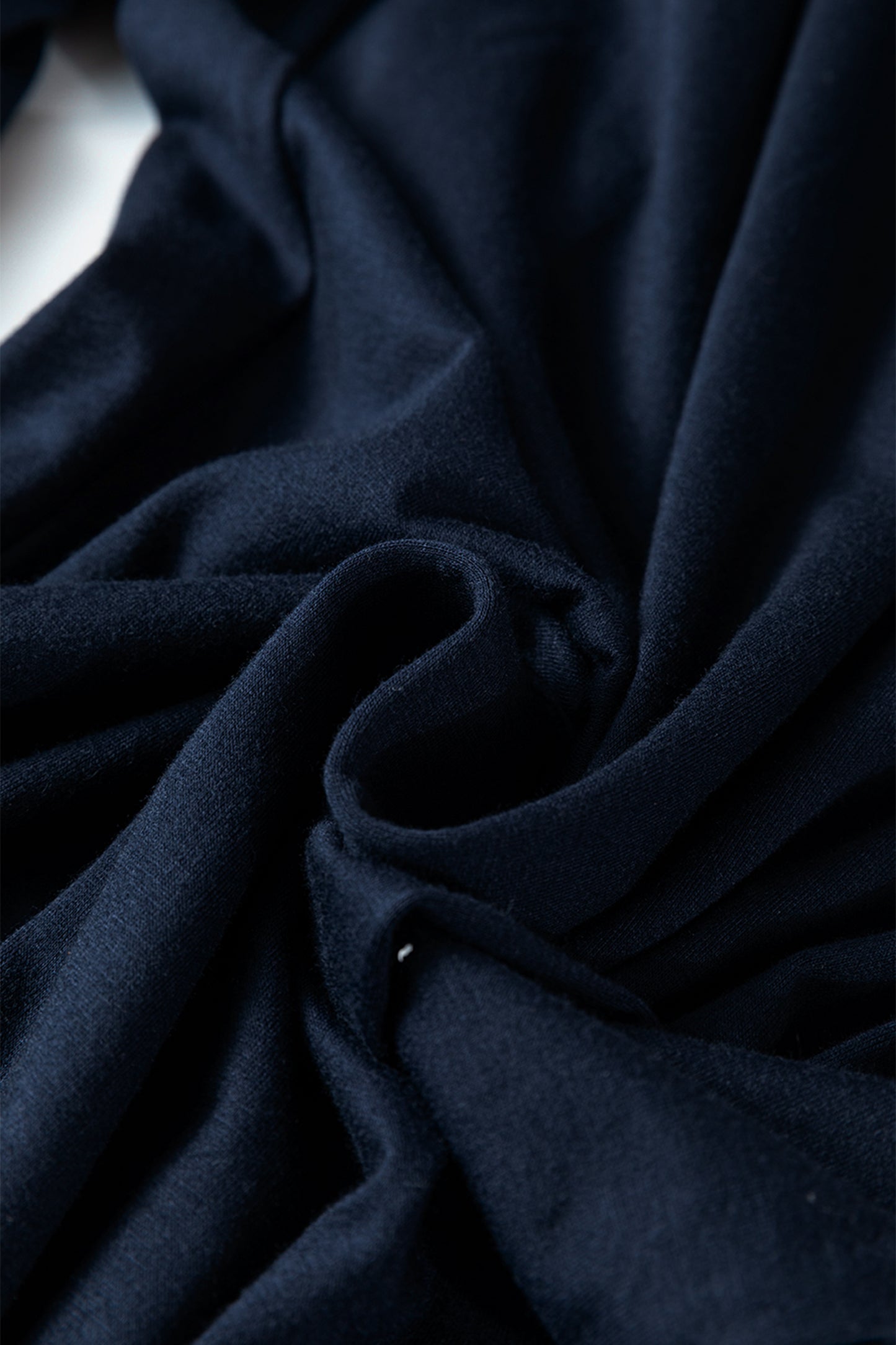 Navy Blue Frilled Drawstring High Waist Wide Leg Pants