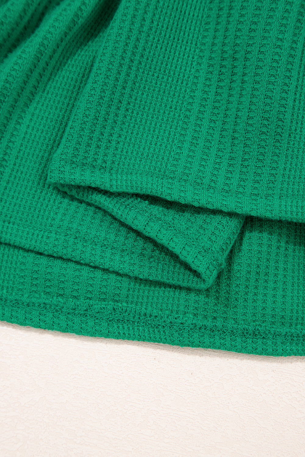 Green Solid Color Ribbed Ruffle Tank Top and Pants Set