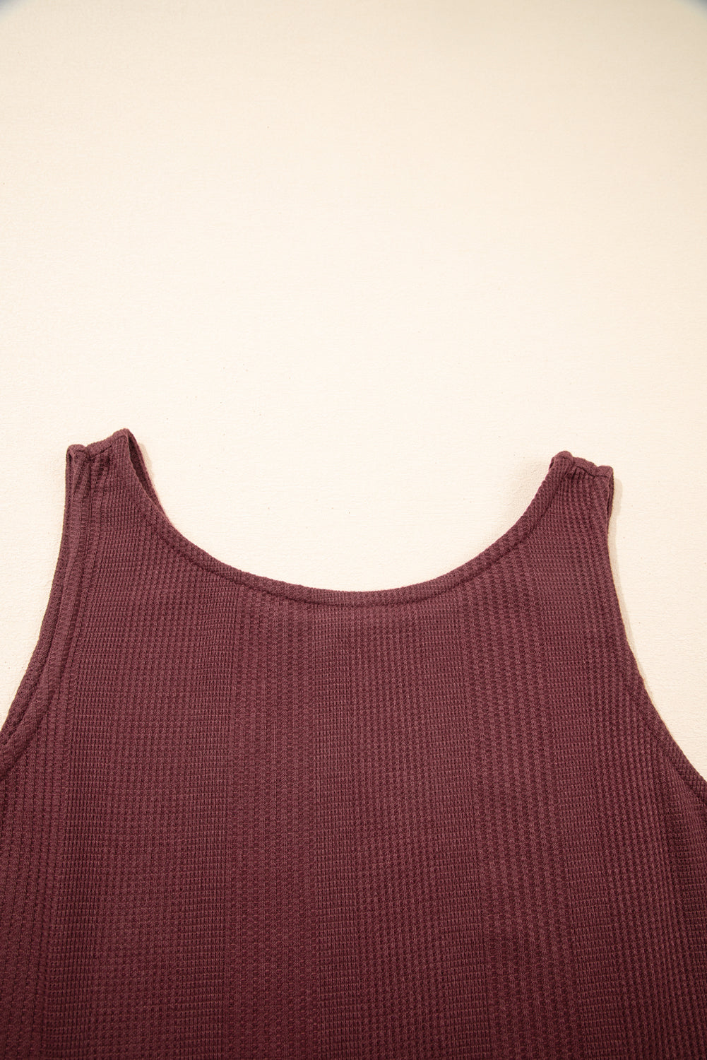 Red Dahlia Solid Color Ribbed Ruffle Tank Top and Pants Set