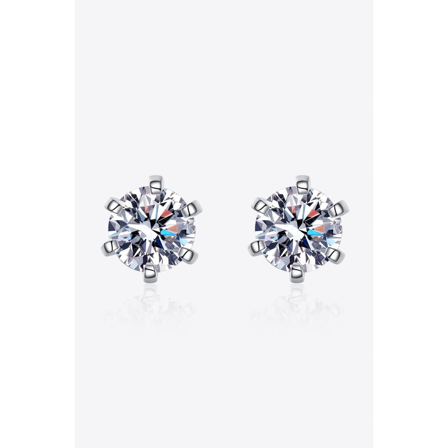 1 Carat Moissanite Rhodium-Plated Stud Earrings