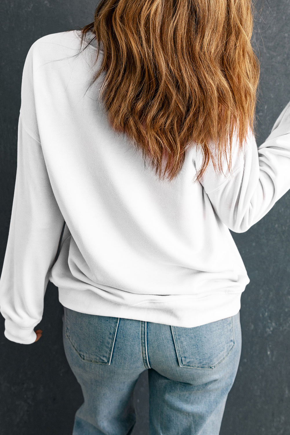 White BASEBALL SEASON Vintage Print Graphic Sweatshirt