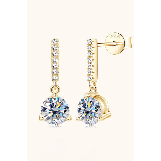 2 Carat Moissanite 925 Sterling Silver Drop Earrings