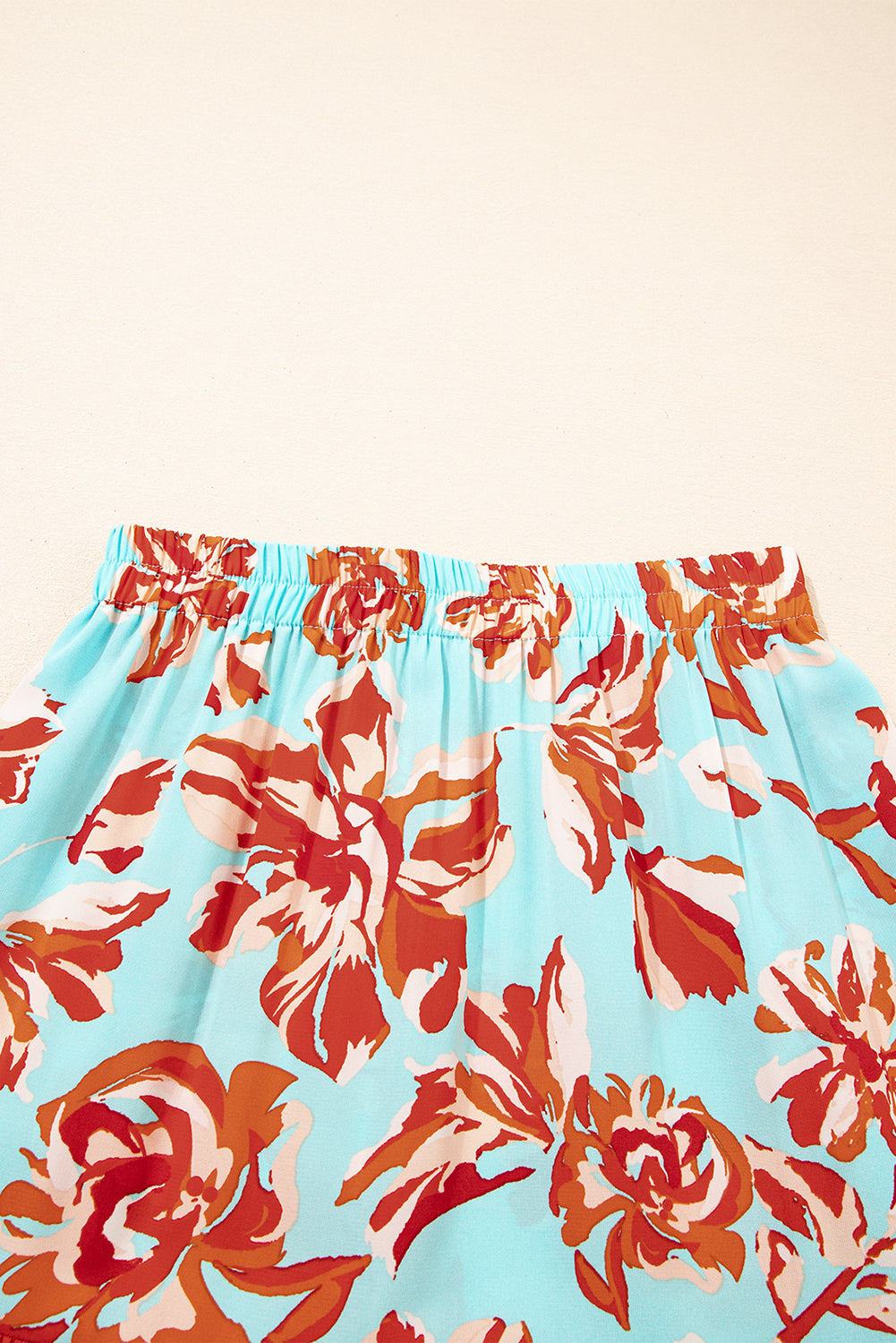 Blue Bohemian Floral Print Tiered Maxi Skirt with Split