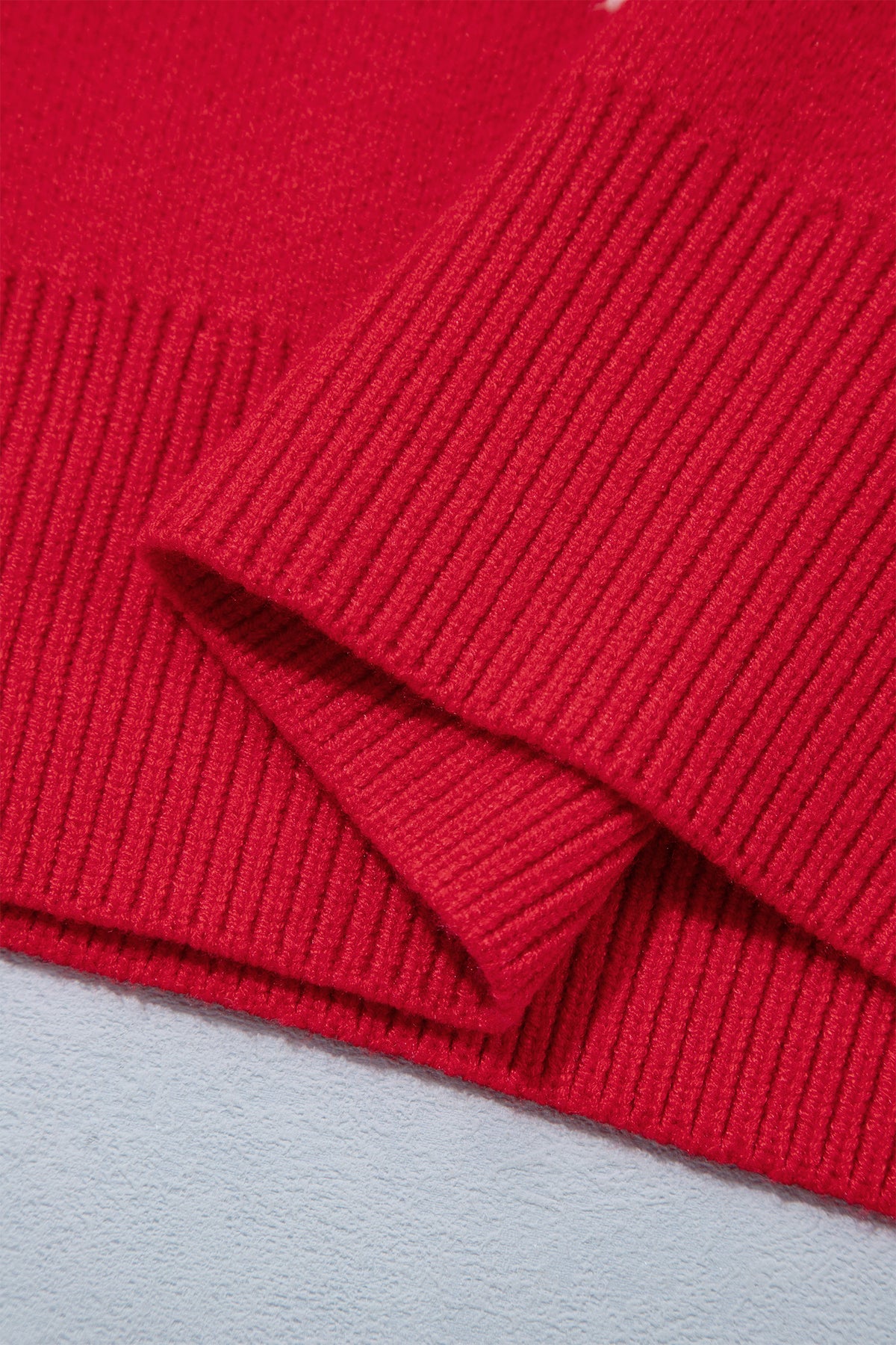 Fiery Red All Over Bow Dropped Shoulder Round Neck Shift Sweater