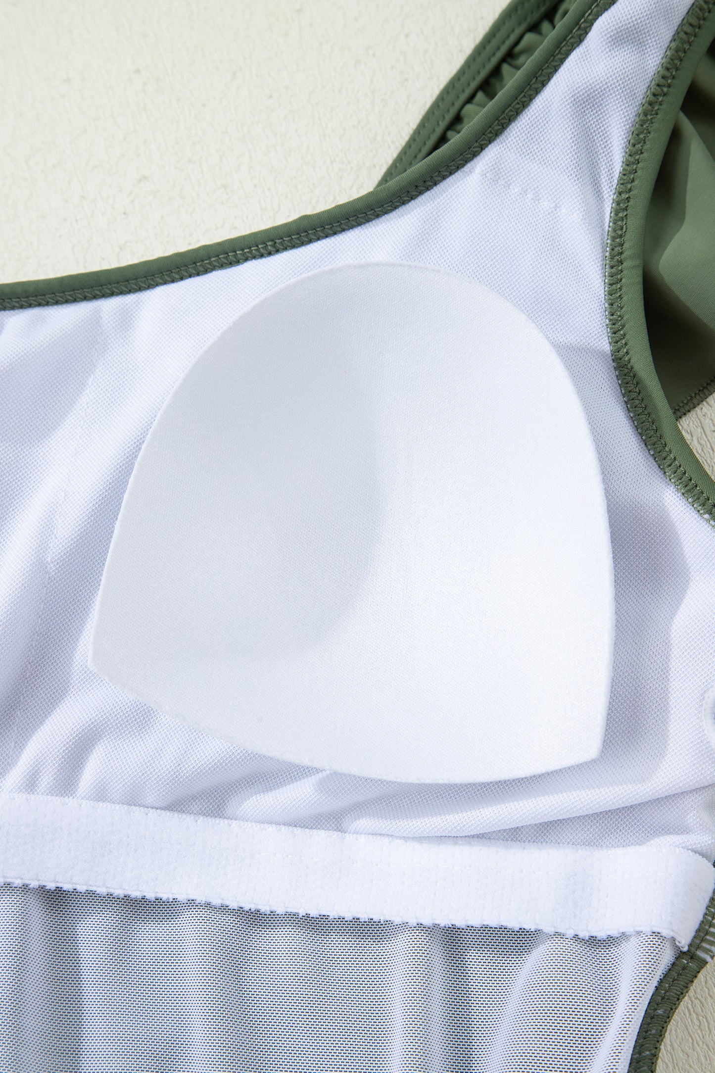 Color Black Solid Color Ruffle Trim Asymmetric Neck One Piece Swimsuit