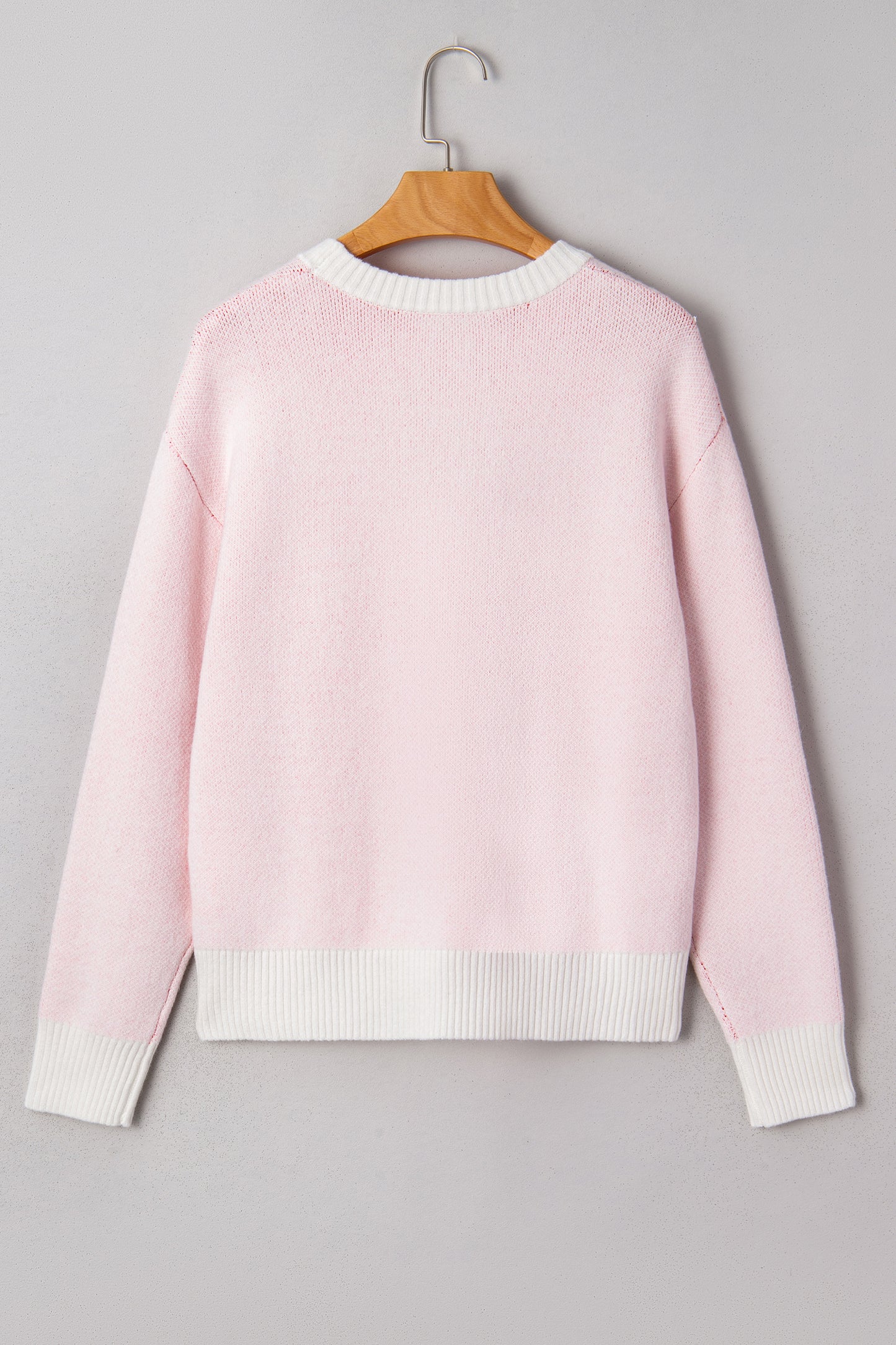 White Cherry Pattern Drop Shoulder Sweater