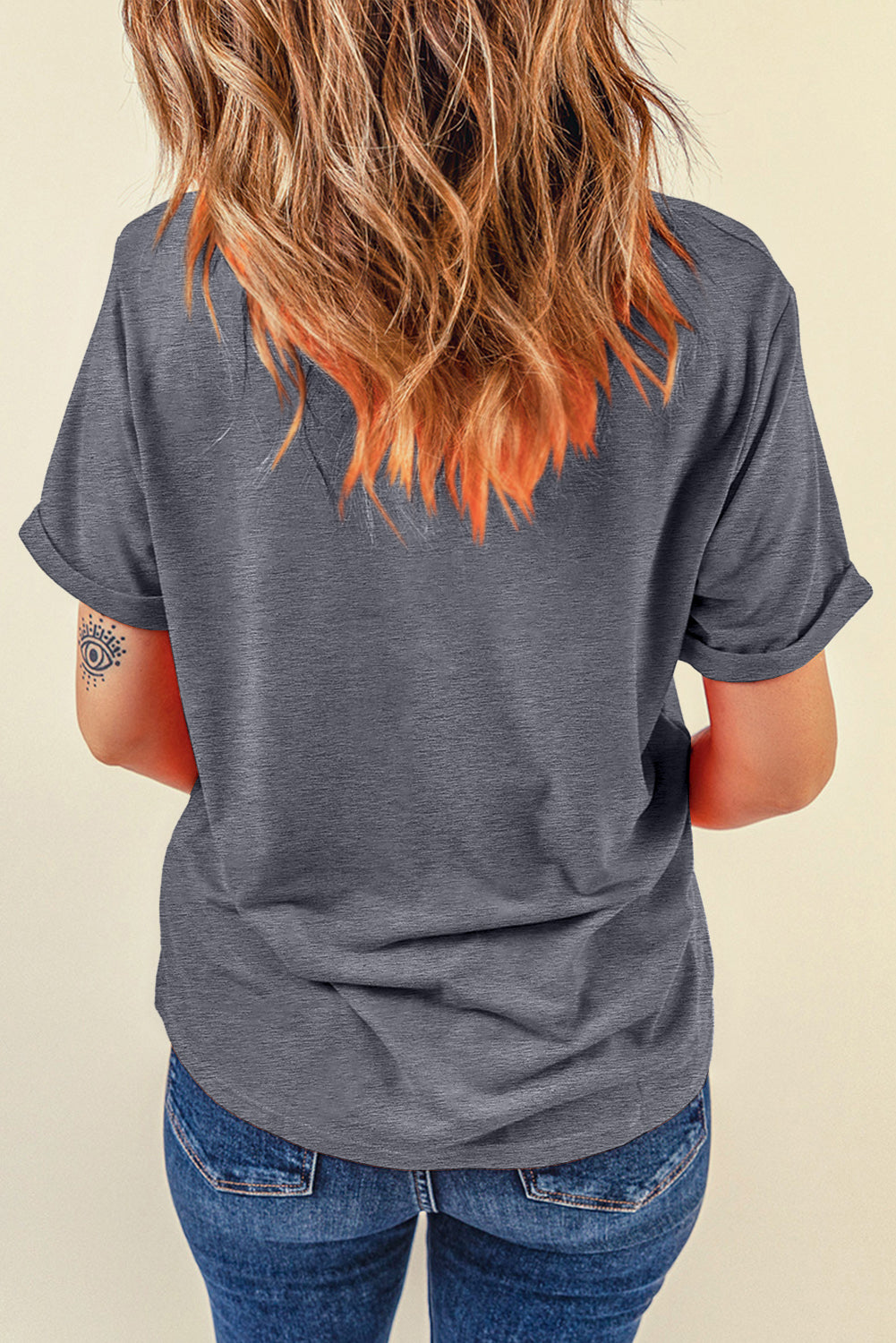 Gray Sequin Bow Baseball Fashion Graphic Tee