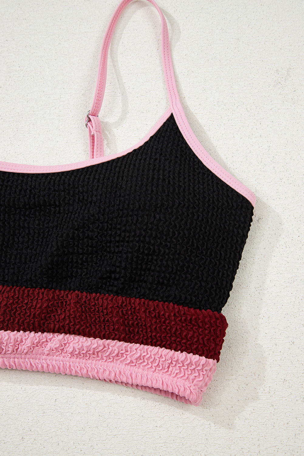 Burgundy Color Block High Waisted Sexy Bikini Set