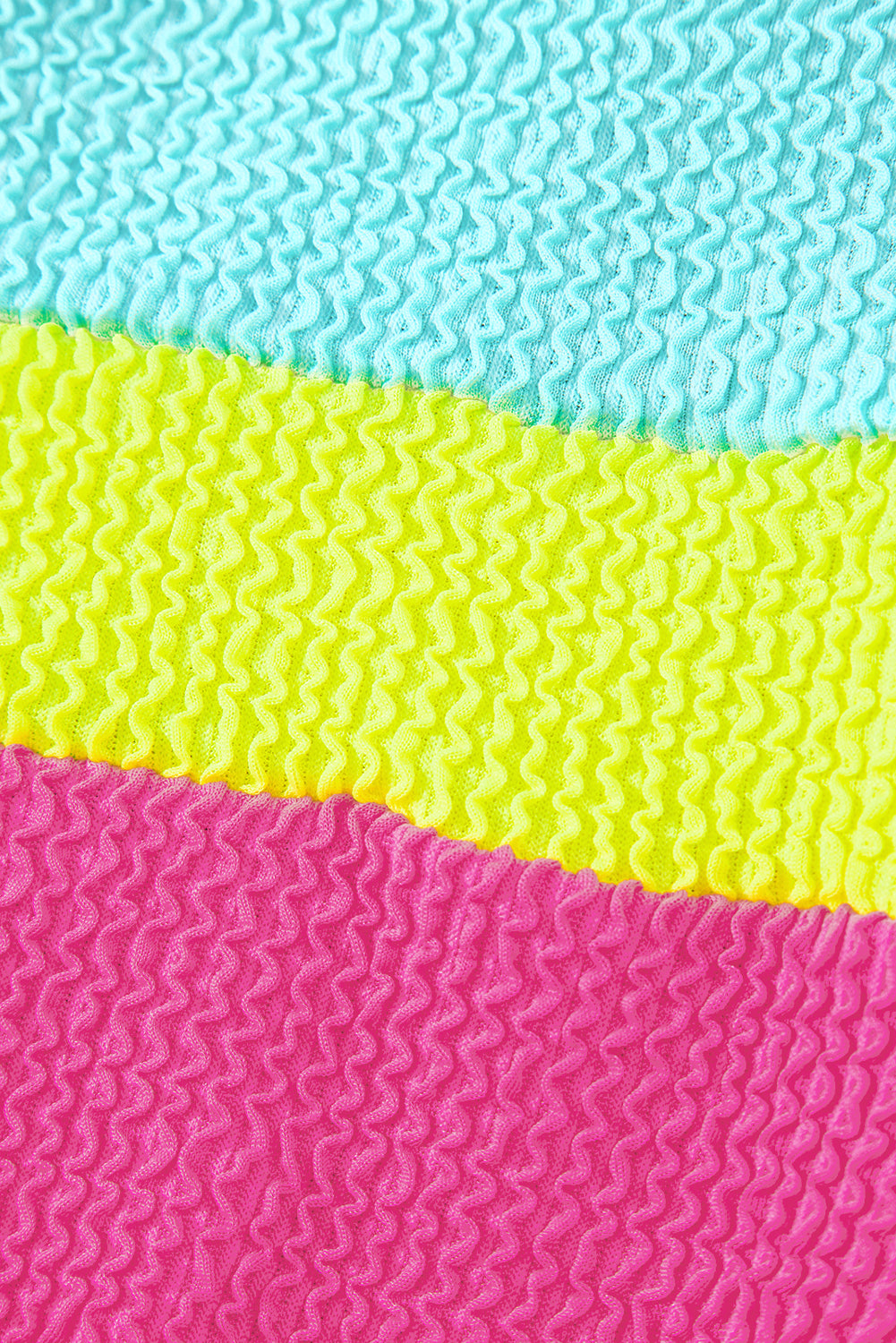 Iceland Blue Textured Color Block Patchwork One Piece Swimsuit