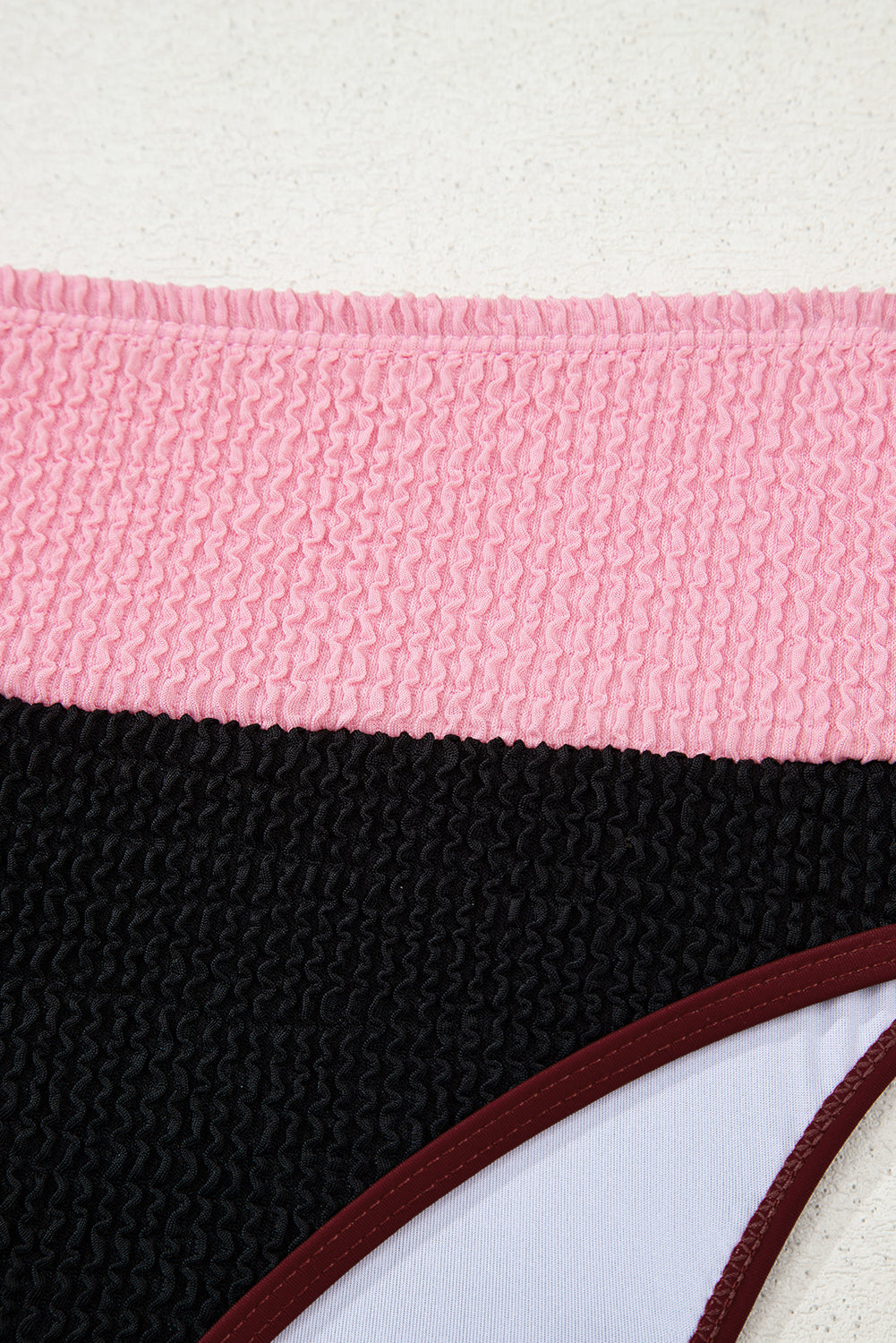 Burgundy Color Block High Waisted Sexy Bikini Set