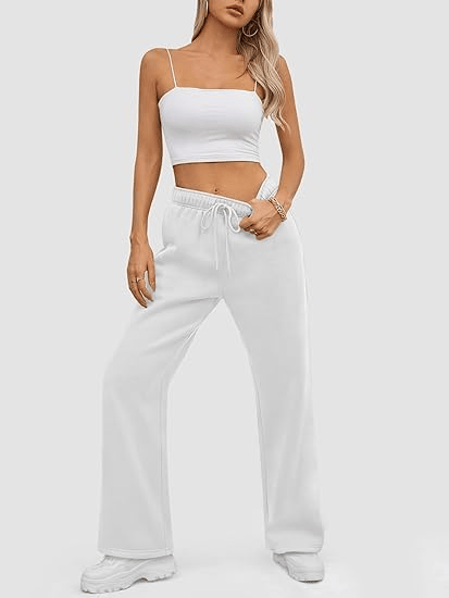 Womens Sweatpants Baggy Wide Fleece Lined Straight Leg Pants