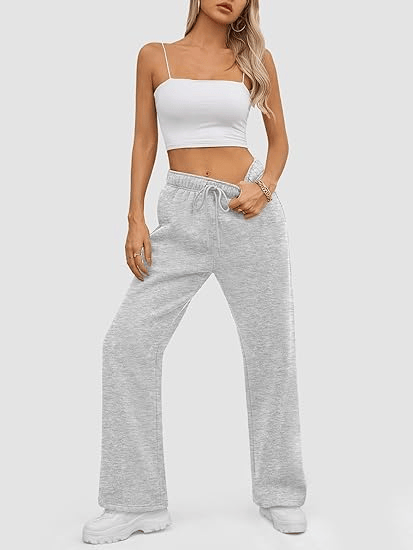 Womens Sweatpants Baggy Wide Fleece Lined Straight Leg Pants