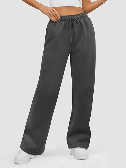 Womens Sweatpants Baggy Wide Fleece Lined Straight Leg Pants