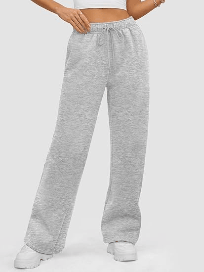 Womens Sweatpants Baggy Wide Fleece Lined Straight Leg Pants