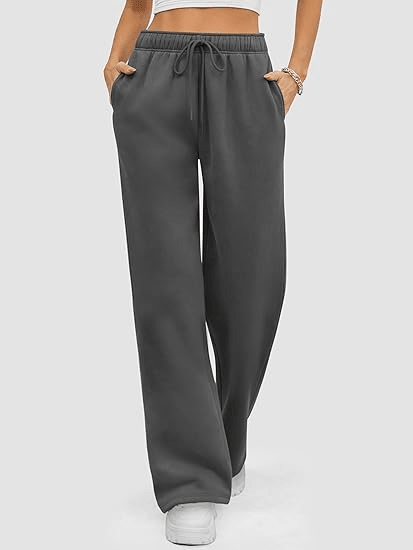 Womens Sweatpants Baggy Wide Fleece Lined Straight Leg Pants