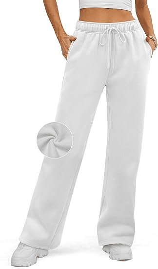 Womens Sweatpants Baggy Wide Fleece Lined Straight Leg Pants