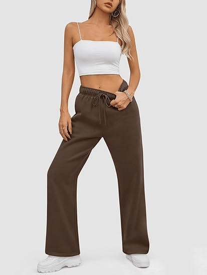 Womens Sweatpants Baggy Wide Fleece Lined Straight Leg Pants