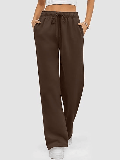 Womens Sweatpants Baggy Wide Fleece Lined Straight Leg Pants