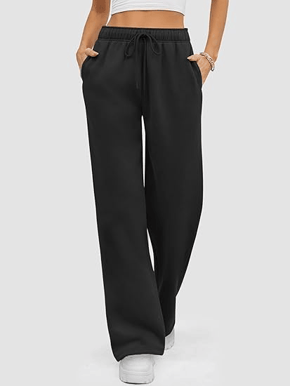 Womens Sweatpants Baggy Wide Fleece Lined Straight Leg Pants