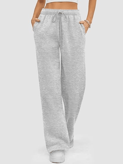 Womens Sweatpants Baggy Wide Fleece Lined Straight Leg Pants