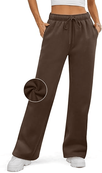Womens Sweatpants Baggy Wide Fleece Lined Straight Leg Pants