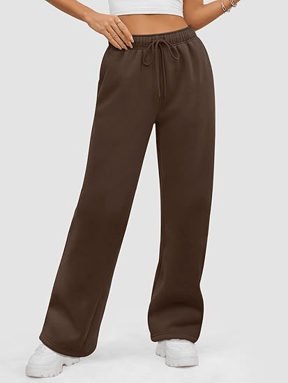 Womens Sweatpants Baggy Wide Fleece Lined Straight Leg Pants