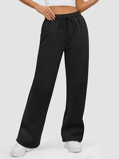Womens Sweatpants Baggy Wide Fleece Lined Straight Leg Pants