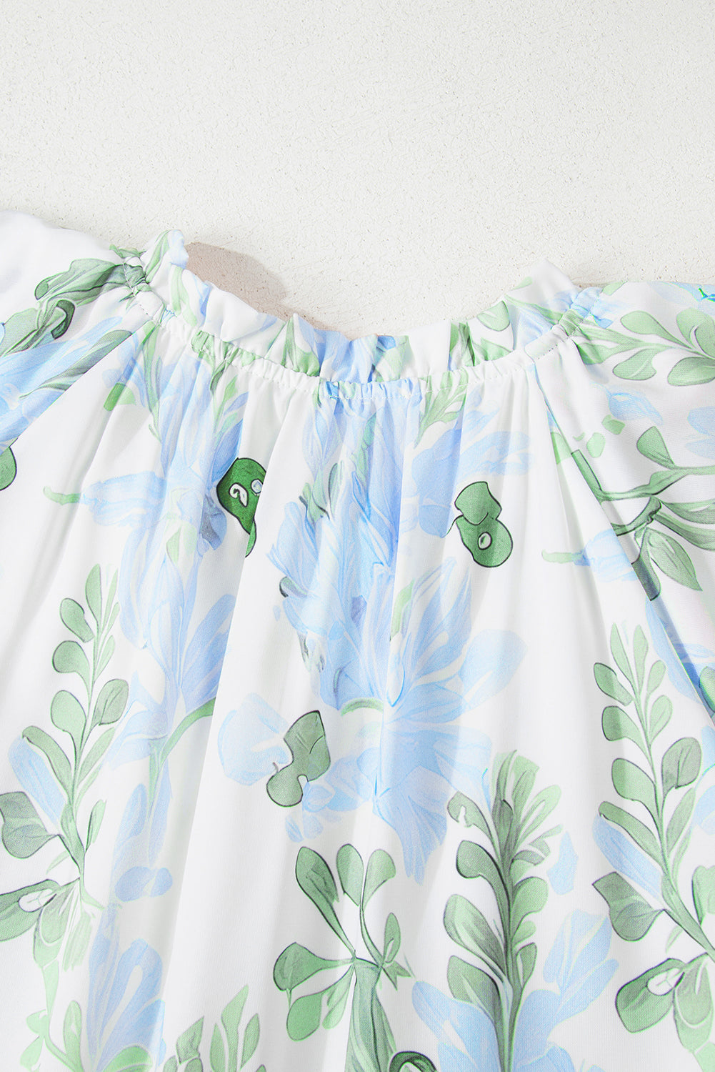 Sky Blue Floral Contrast Edge Layered Short Sleeve Mini Dress