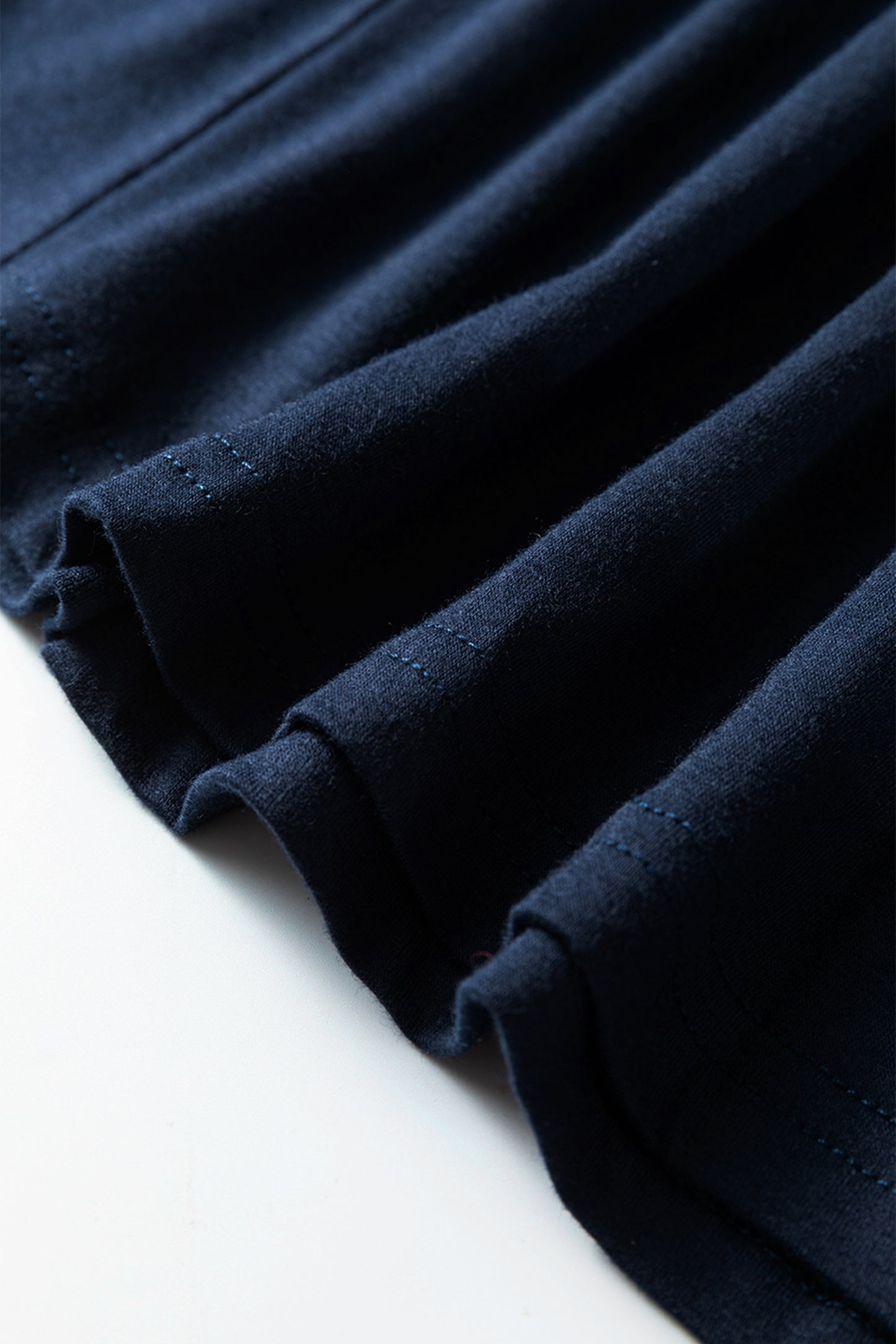 Navy Blue Frilled Drawstring High Waist Wide Leg Pants