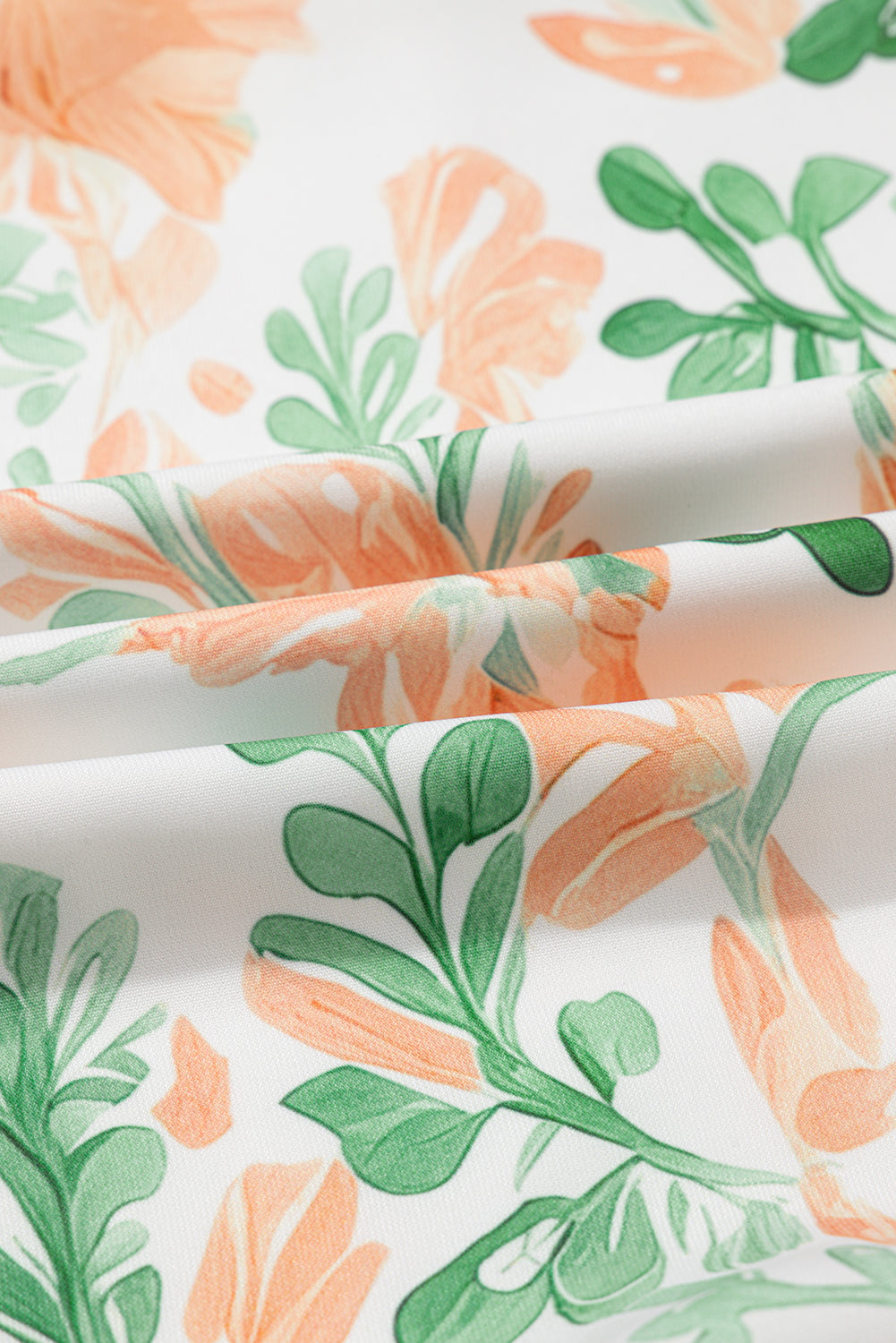 Orange Floral Contrast Edge Layered Short Sleeve Mini Dress