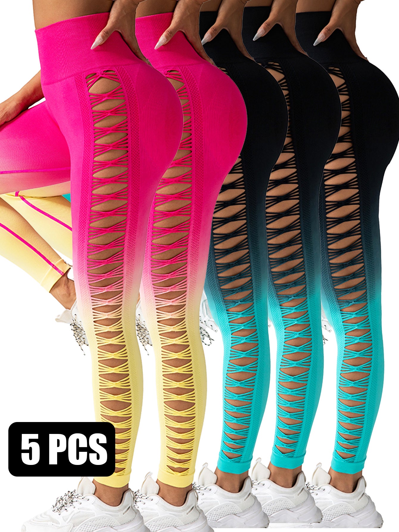 Gradient Butterfly Cutout Long Pants