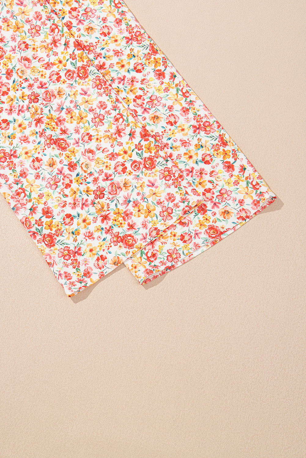 Pink Boho Floral Bandeau Top and High Waist Wide Leg Pants Set