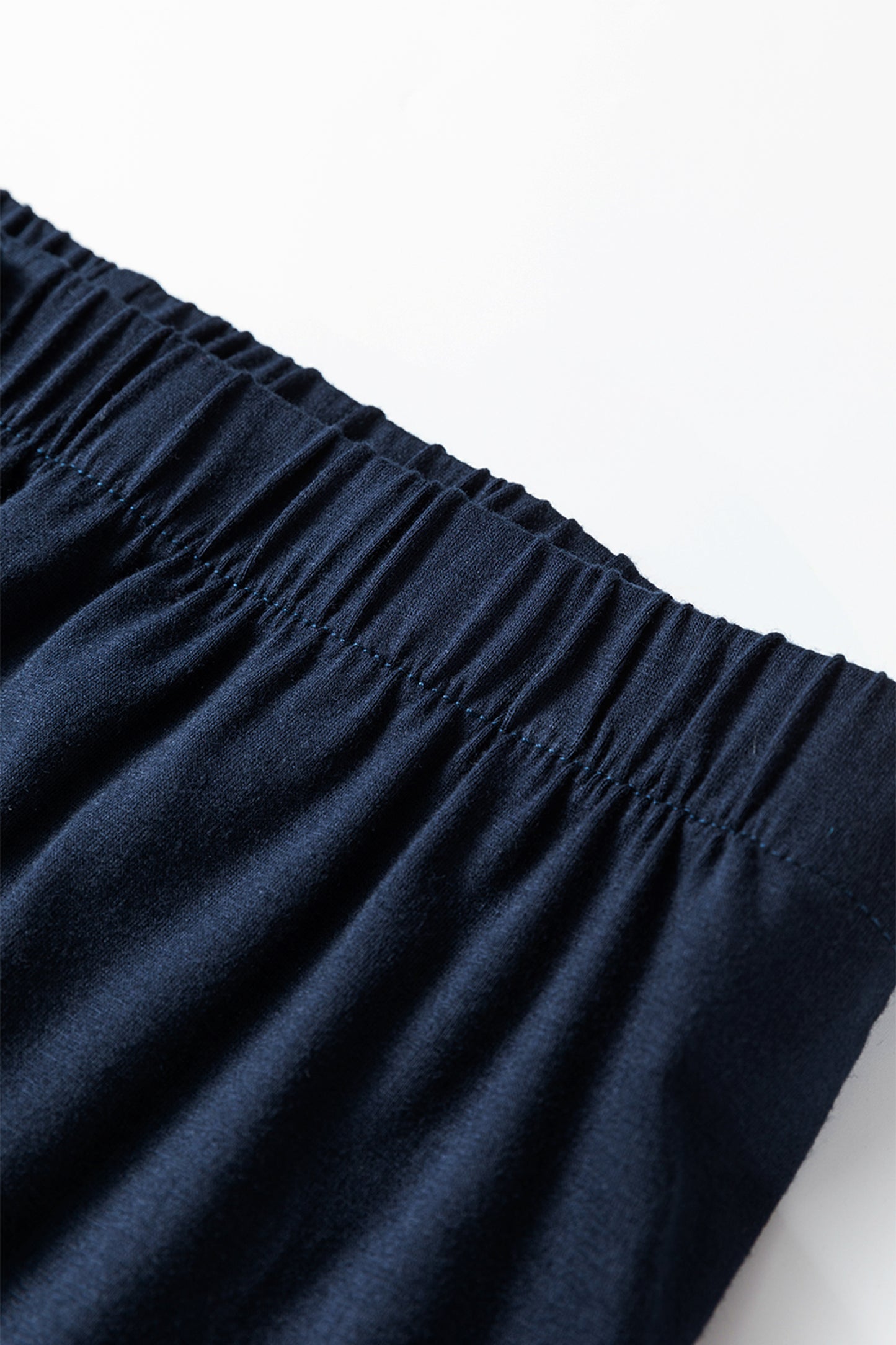 Navy Blue Frilled Drawstring High Waist Wide Leg Pants